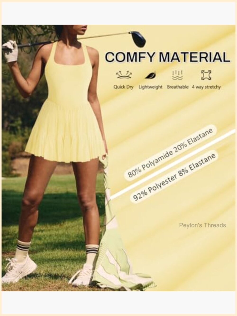 Women's Tennis Flowy Pleated Ruffle Athletic Dress Halter Neck Sleeveless Mini - Picture 6 of 6